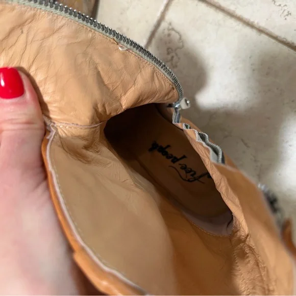 Free People Brayden Western Boots Tan Leather Ankle - Picture 5 of 7